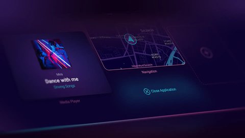 Illustrative reference image: an in-cabin display and driver interaction interface